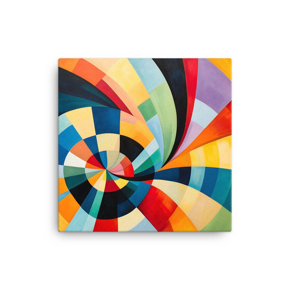 a painting of a colorful spiral design on a white background