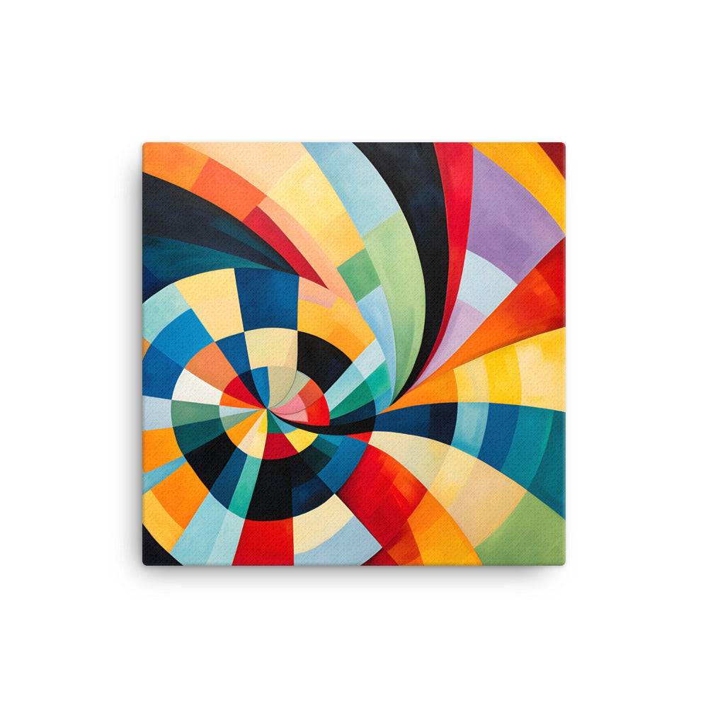 a painting of a colorful spiral design on a white background
