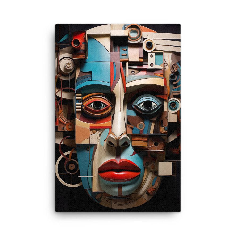 The Face of Modernity: A Collage of Time - Canvas Print