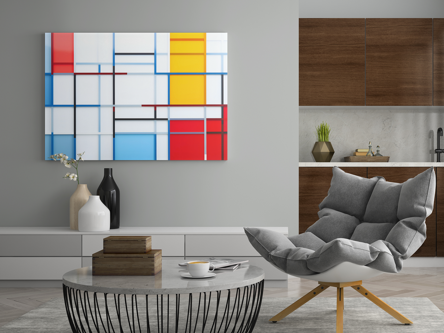 Geometric Balance - Inspired by Piet Mondrian - Canvas Print
